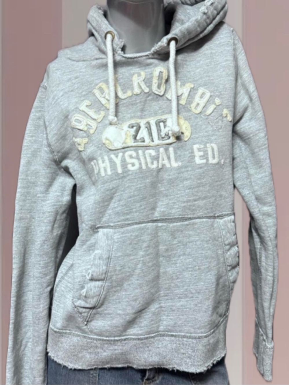 Abercrombie & Fitch Vintage Y2K Grey Distressed Hoodie